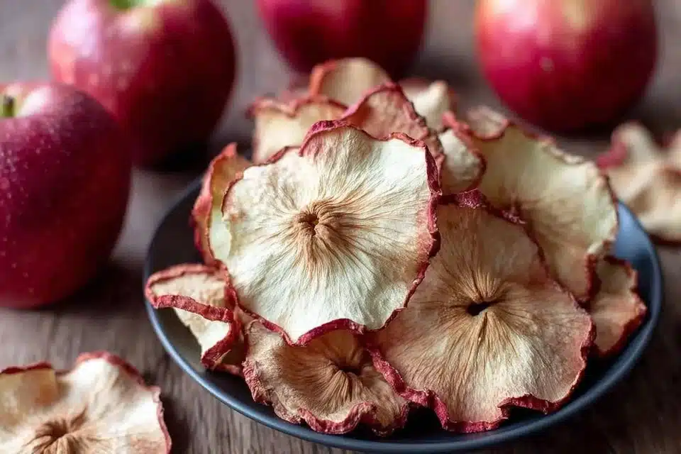 A bowl of crunchy apple chips for a healthy snack