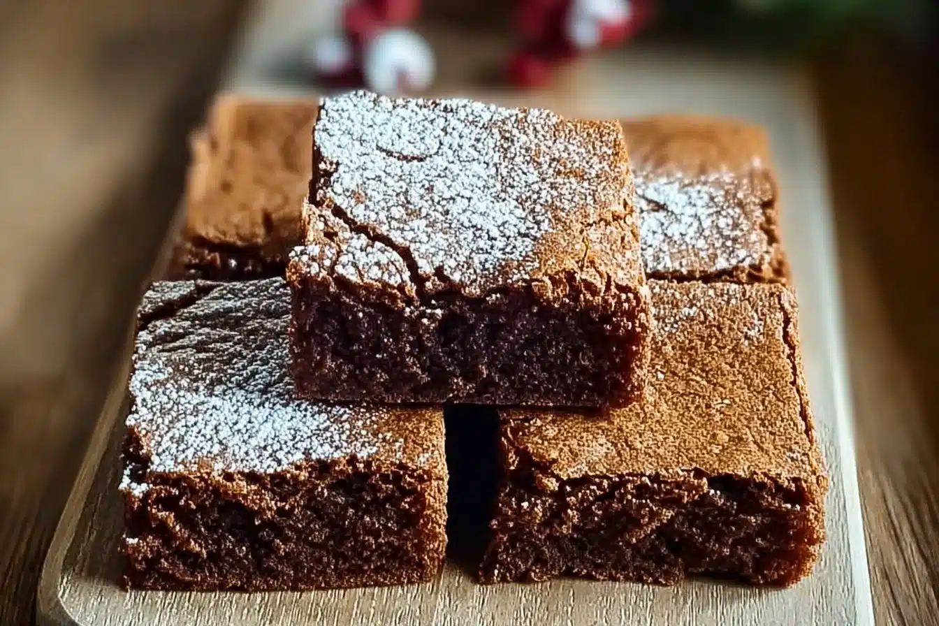 Gingerbread Brownies 3 Decadent gingerbread brownies topped with chocolate and spices