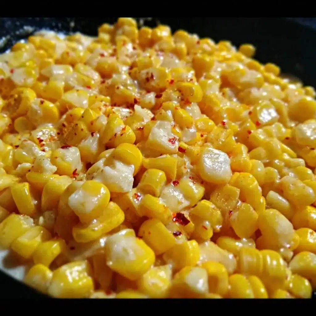 Delicious honey butter skillet corn in a cast iron pan with fresh herbs.