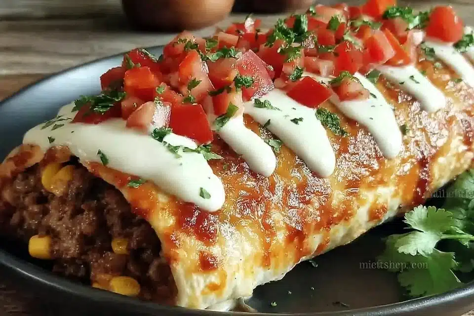 Easy Jalapeño Popper Chicken Enchiladas: A Comforting Delight 3 Jalapeño popper chicken enchiladas topped with creamy sauce and jalapeños.