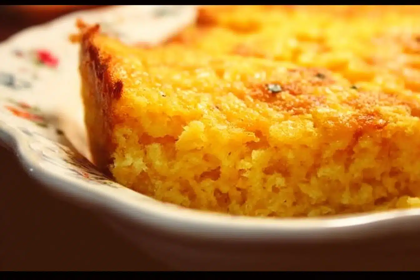 Delicious Jiffy Corn Casserole served in a dish
