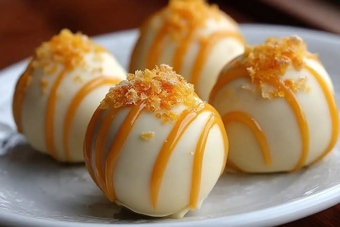 Orange Creamsicle Truffles 3 Delicious Orange Creamsicle Truffles with orange zest and creamy filling