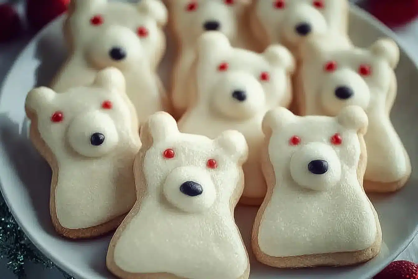 Polar Bear Cookies 2 Cute Polar Bear Cookies decorated for a festive celebration