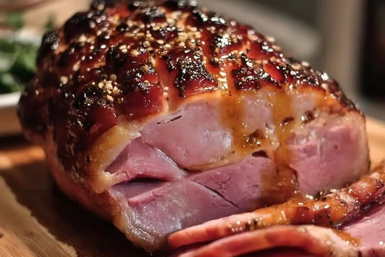 Deliciously slow cooked gammon ready for holiday celebrations and New Year’s dinner
