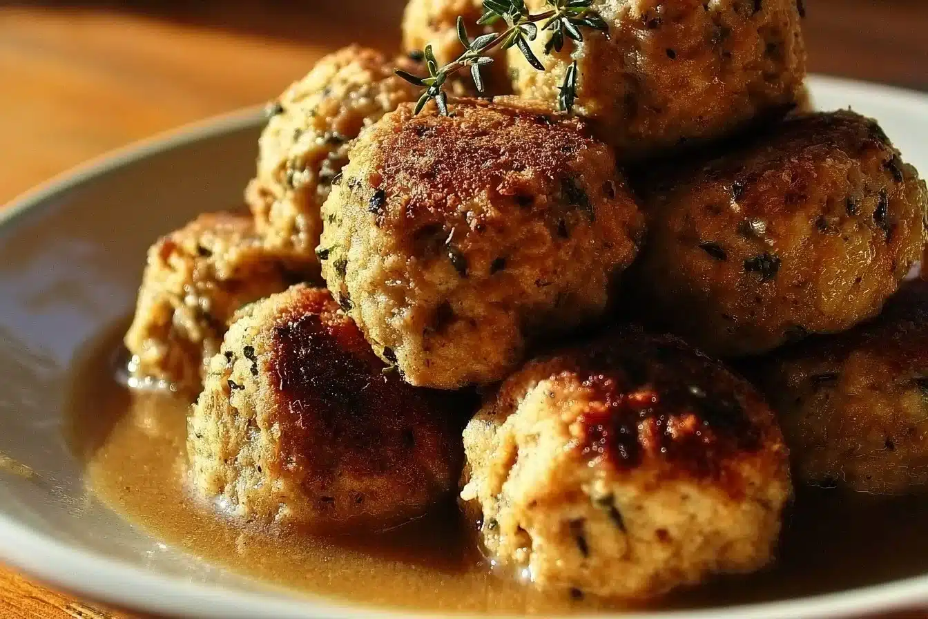 Turkey Stuffing Balls 3 Homemade Turkey Stuffing Balls ready to serve for a festive meal