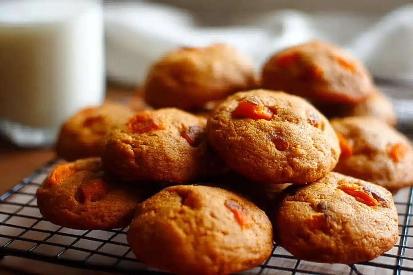 Delicious homemade persimmon cookies on a rustic wooden table