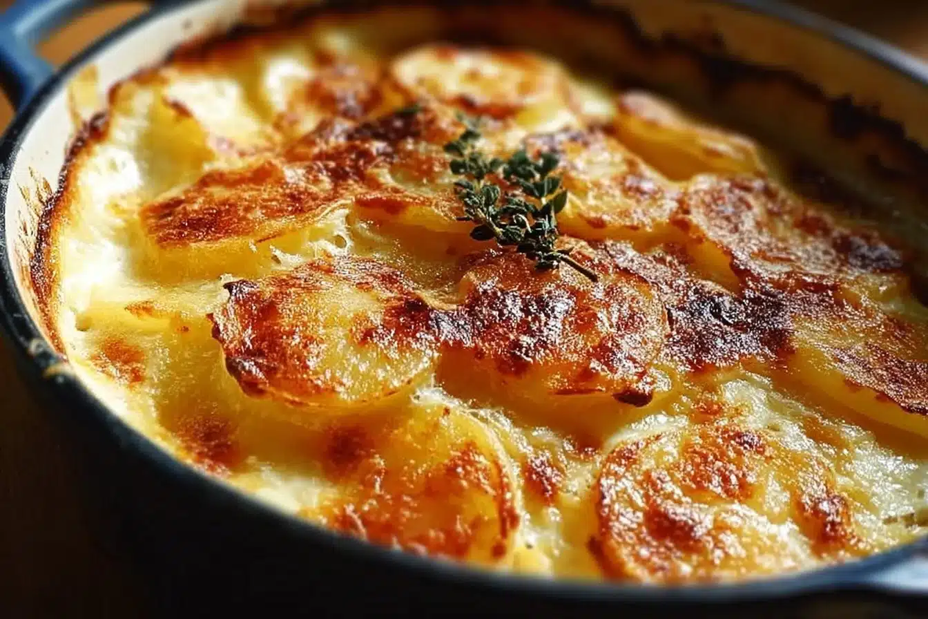 Delicious creamy potato gratin baked to perfection with layers of cheese and potatoes