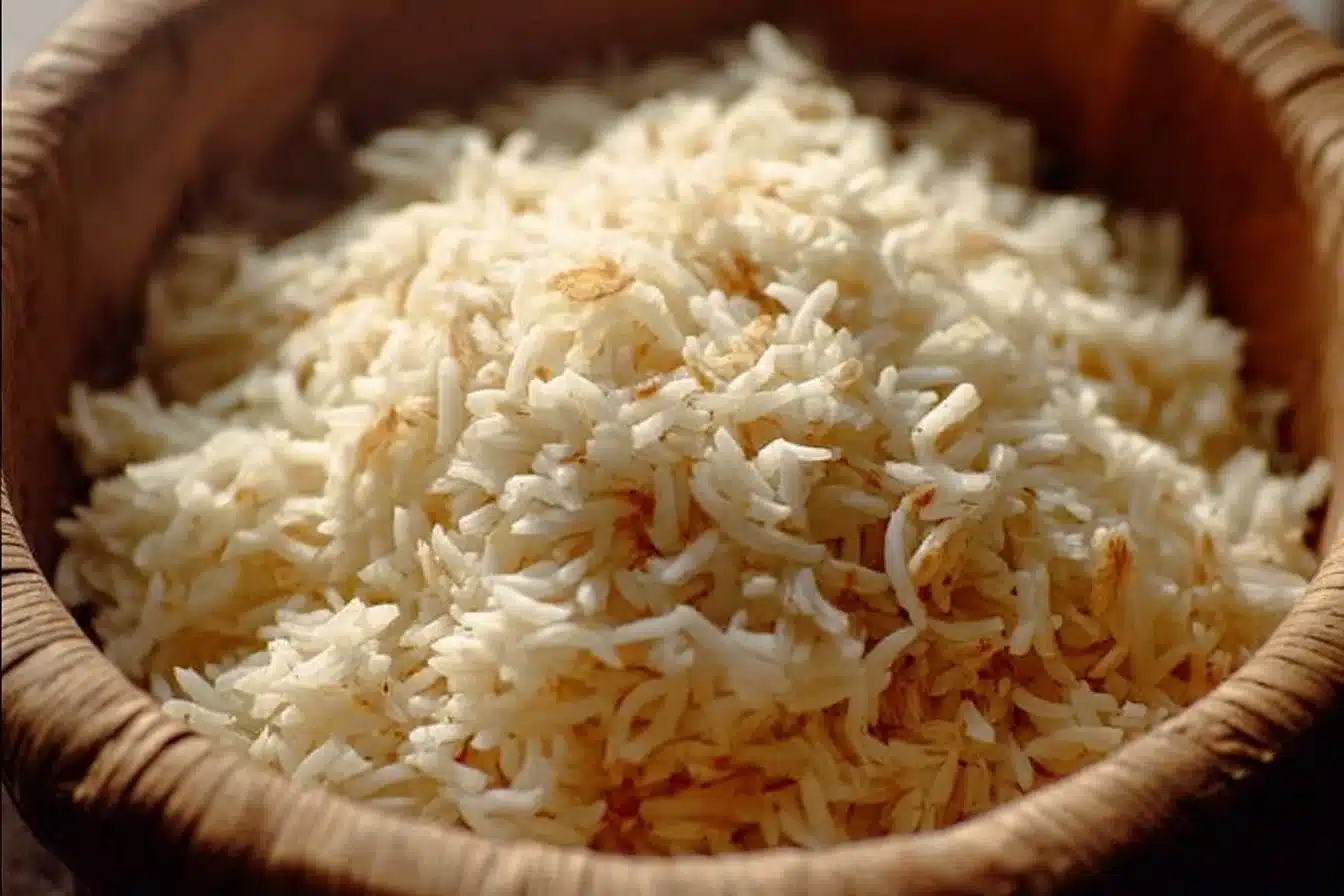 Delicious crispy rice dish served in a bowl with toppings