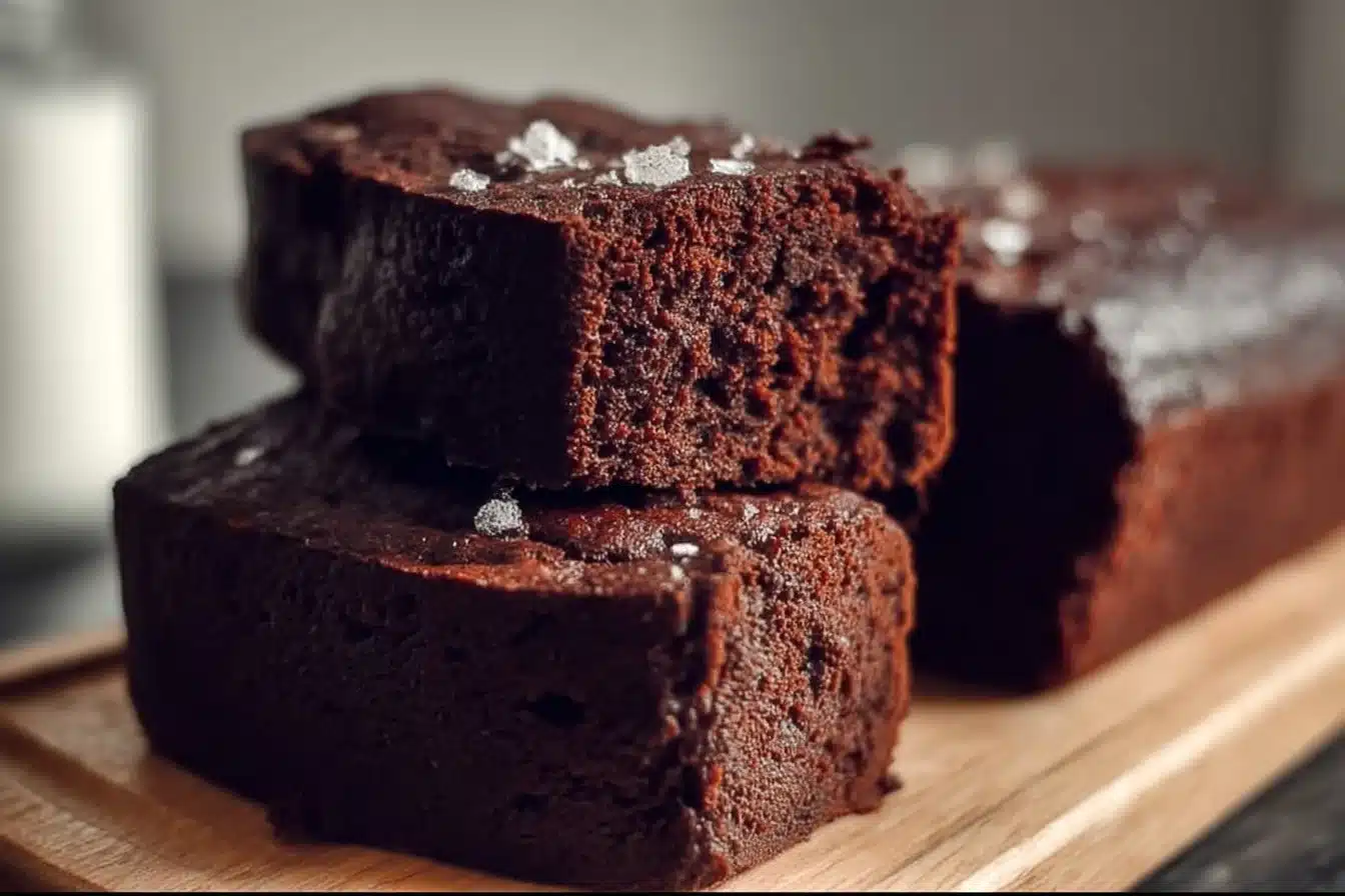 Loaf of delicious brownie bread fresh out of the oven