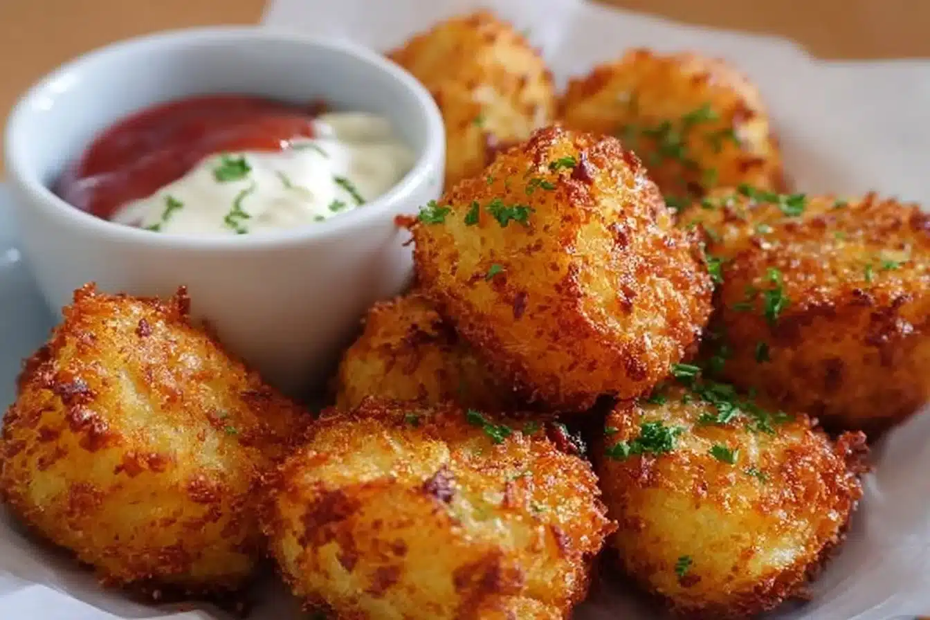 Delicious vegetarian cauliflower nuggets served with dipping sauce