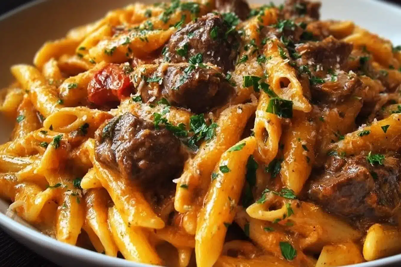 Deliciously Easy Creamy Beef Pasta 3 Creamy beef pasta dish with savory sauce and tender beef.
