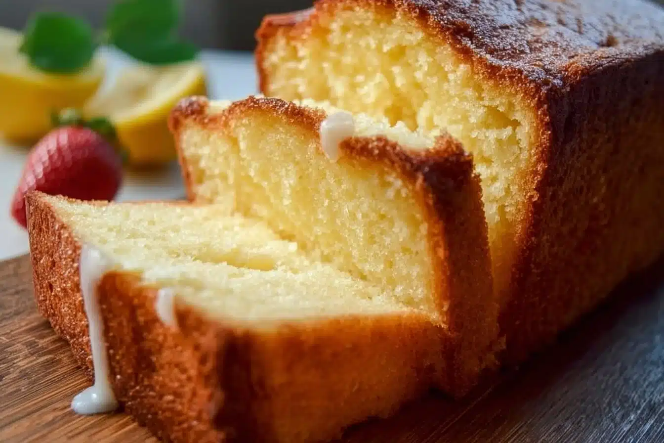 Easy and Delicious Cream Cheese Pound Cake 3 Slice of easy and delicious cream cheese pound cake on a plate