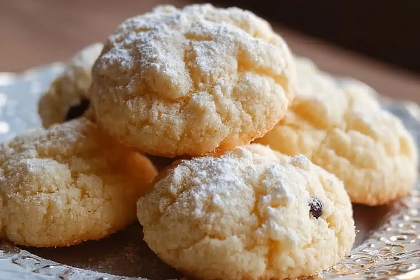 Easy Ricotta Cheese Cookies 3 Fluffy and delicious easy ricotta cheese cookies on a plate