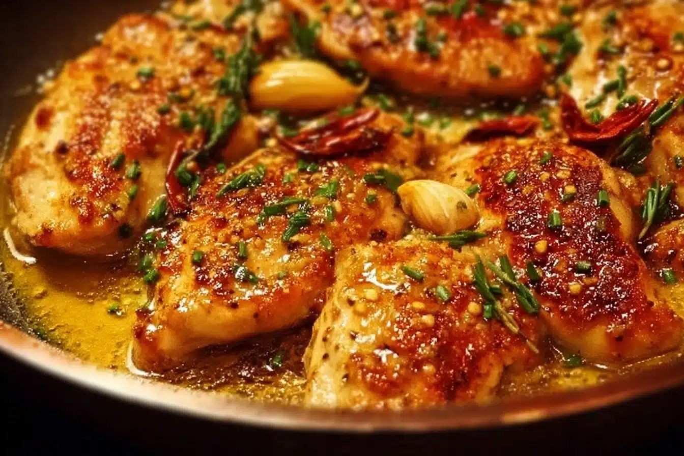 Easy Skillet Garlic Butter Chicken for Cozy Dinners 4 Easy skillet garlic butter chicken served with herbs and side vegetables