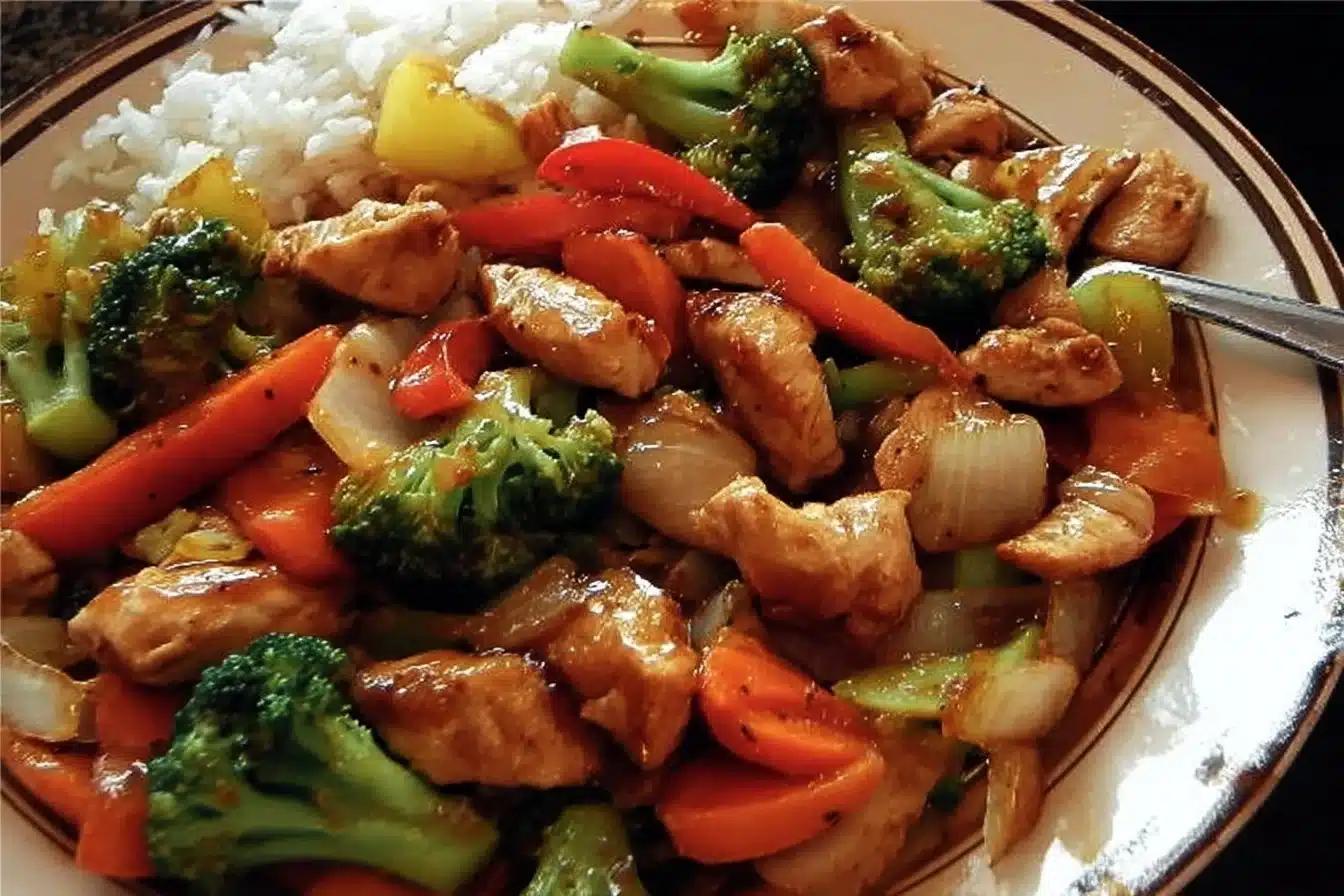 Easy Weeknight Chicken Stir Fry 3 Easy weeknight chicken stir fry with colorful vegetables and savory sauce