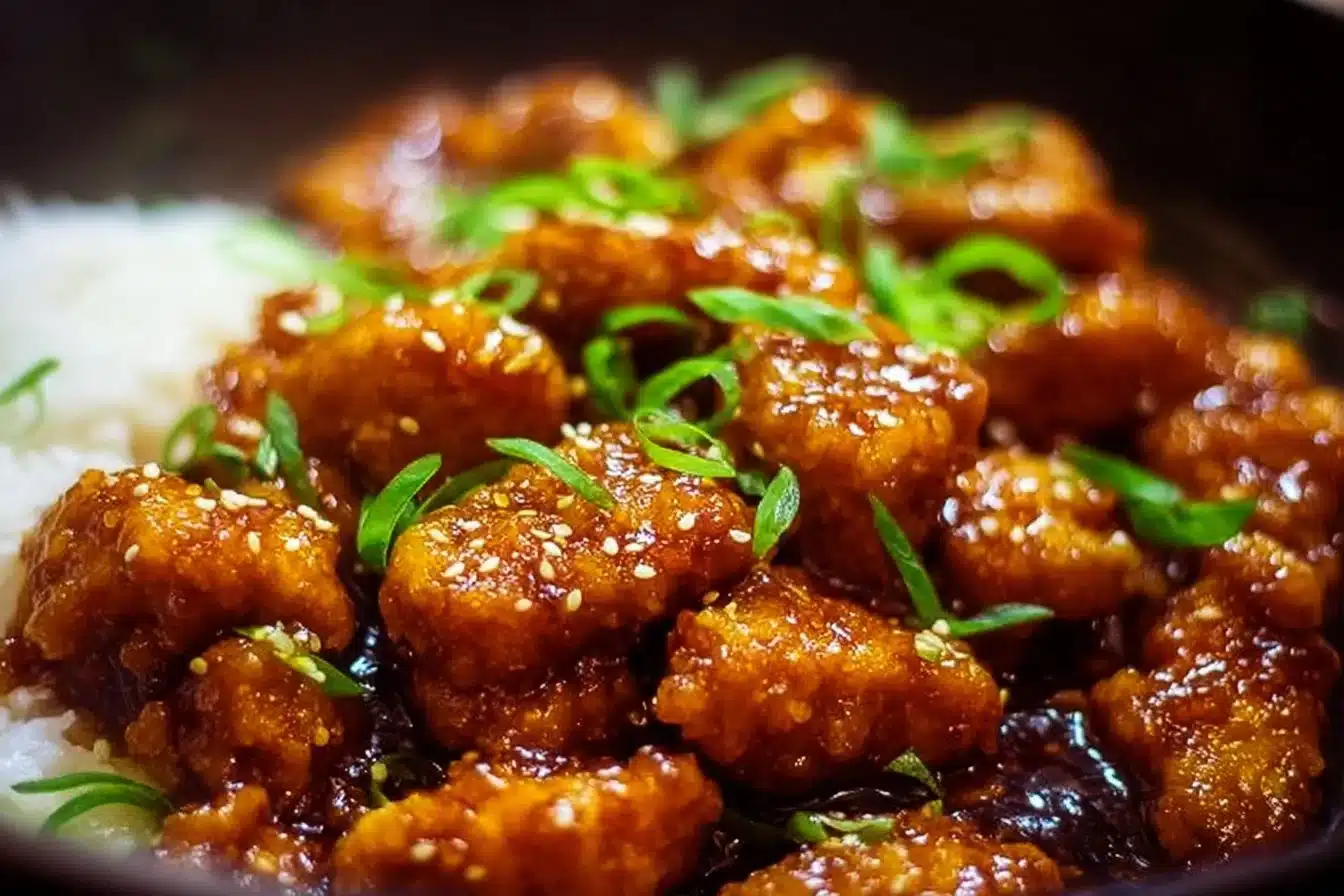 Delicious plate of quick and easy 3 ingredient orange chicken