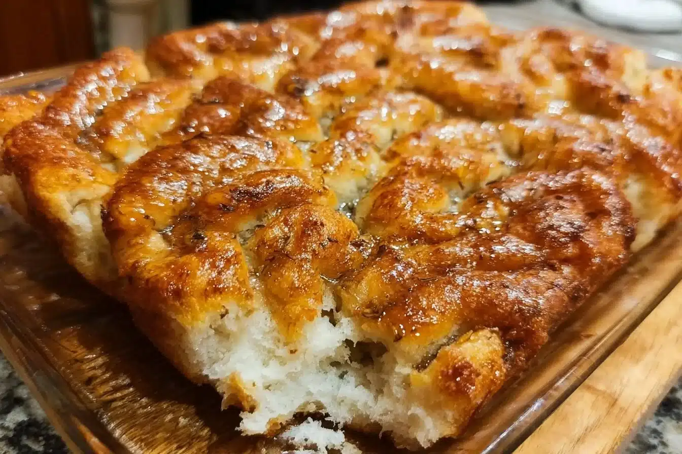 Sourdough Focaccia 3 Freshly baked sourdough focaccia with herbs and olive oil