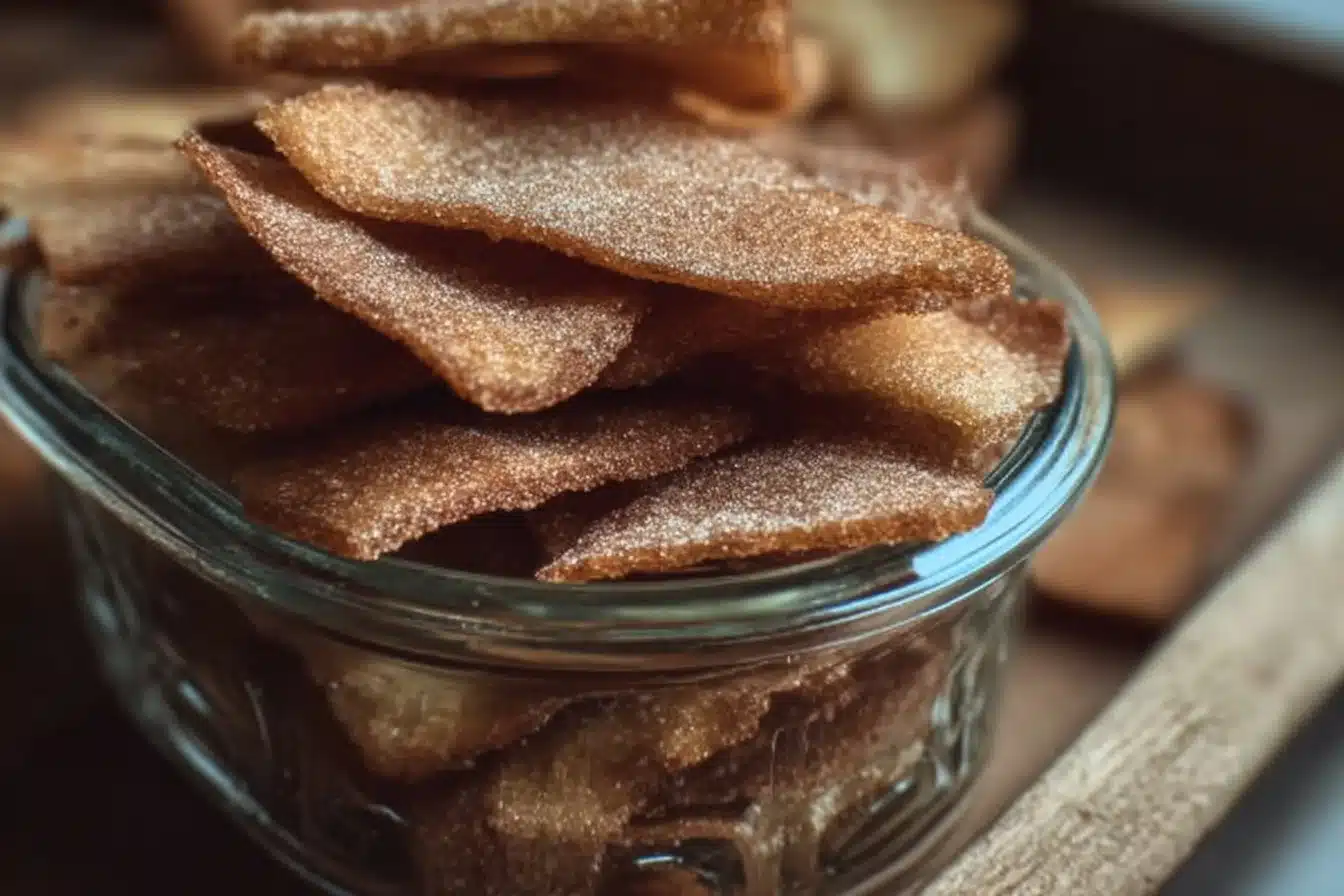 Zero-Waste Sourdough Discard Cinnamon Sugar Crisps 3 Zero-waste sourdough discard cinnamon sugar crisps on a plate