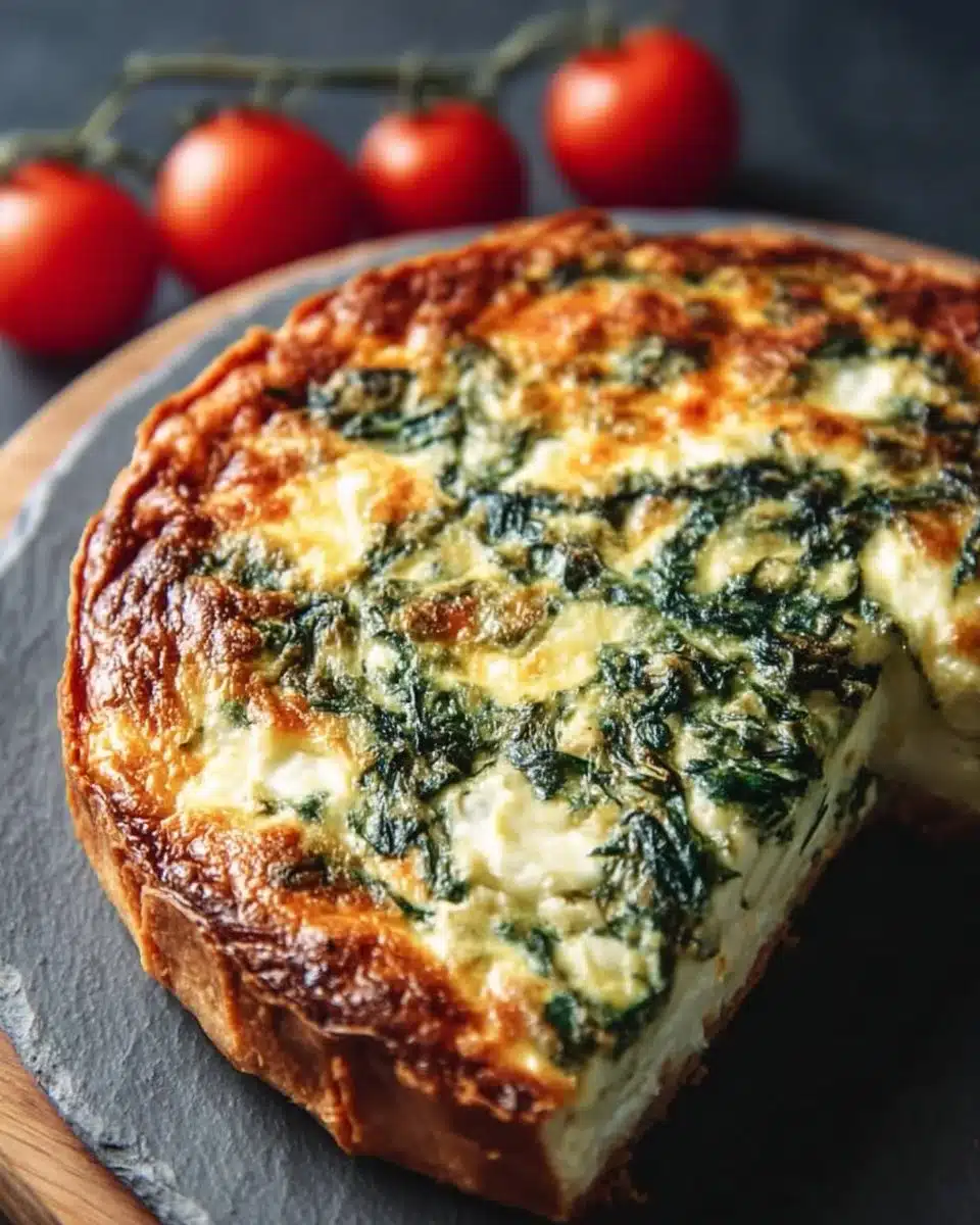 Delicious spinach quiche served with a side salad