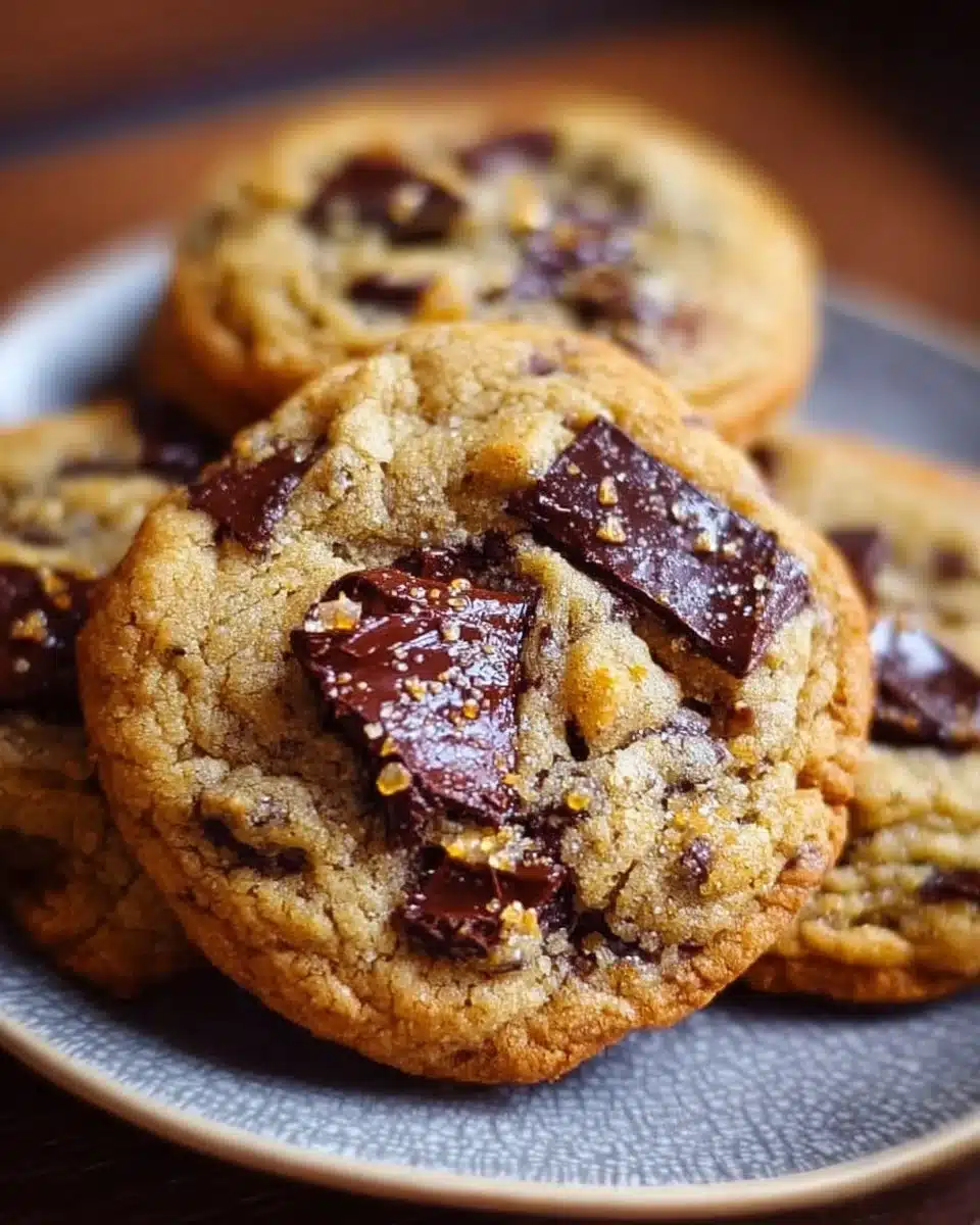 Easy Millionaire Toffee Chocolate Chunk Cookies 3 Delicious Easy Millionaire Toffee Chocolate Chunk Cookies served on a plate