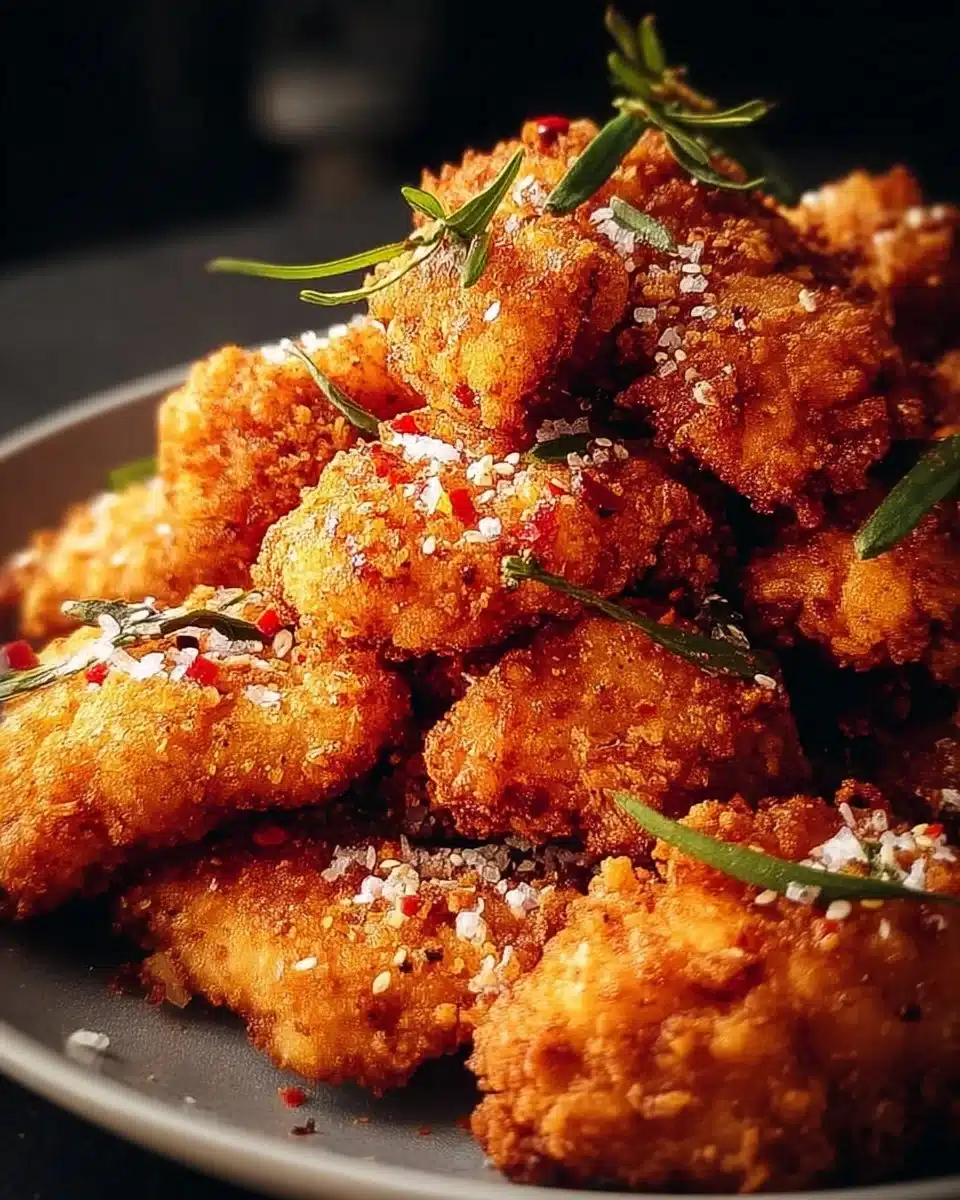 Delicious easy salt and pepper crispy chicken served on a plate