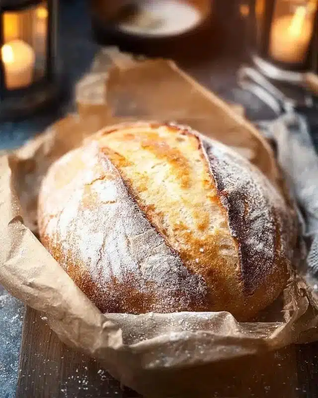Freshly baked best ever sourdough bread on a wooden cutting board