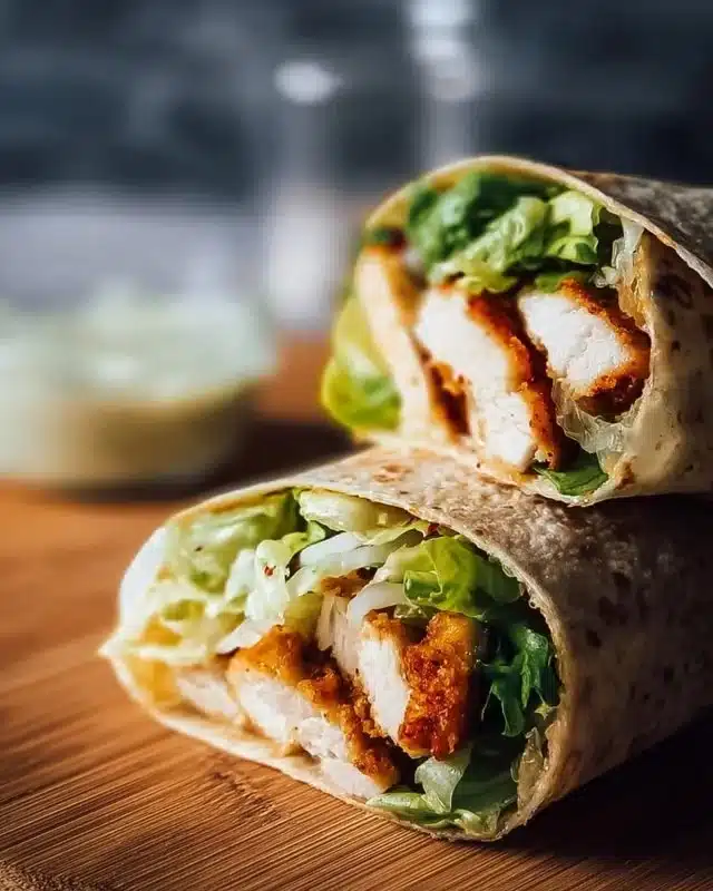 Delicious Chicken Caesar Wrap with fresh ingredients and a creamy dressing