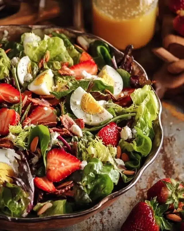 Colorful Easter Salad with fresh vegetables and eggs, perfect for spring celebrations.