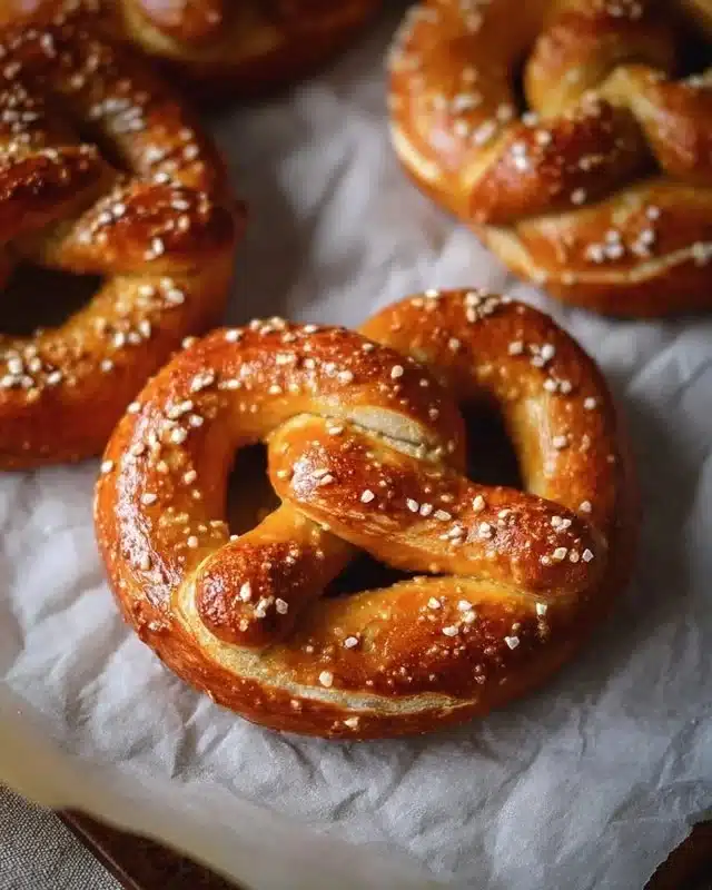 Fluffy homemade sourdough pretzels with a golden-brown crust and soft interior