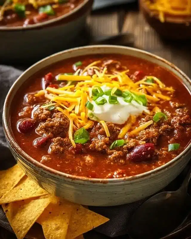 Bowl of hearty lasagna soup with cheese and herbs