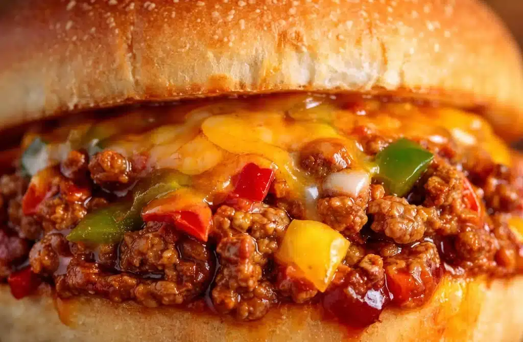 Delicious Cheesy Philly Sloppy Joes served with melted cheese