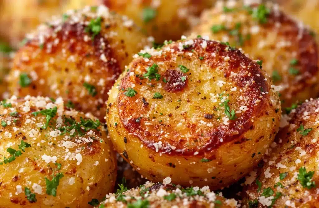 Crockpot Parmesan Potatoes 3 Creamy Crockpot Parmesan Potatoes served in a bowl