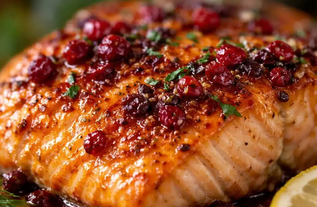 Honey Butter Baked Salmon with herbs and a golden glaze