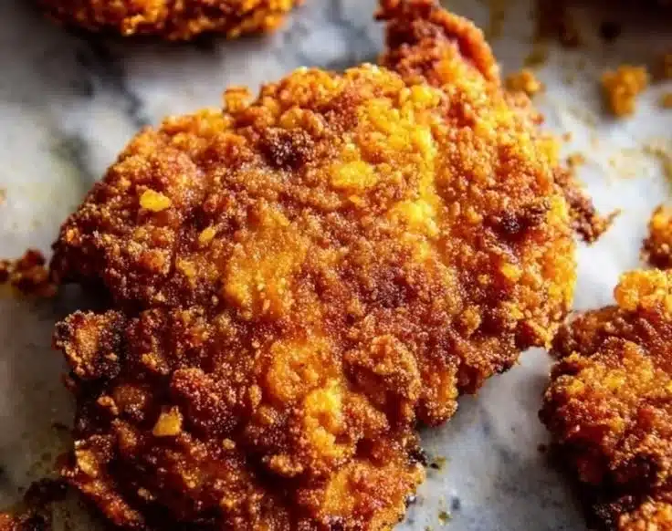 Baked hot honey chicken garnished with herbs on a white plate