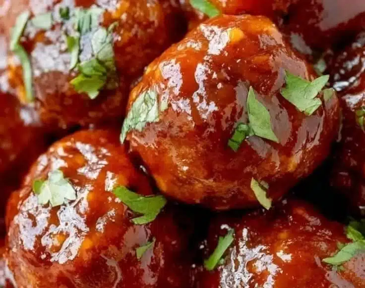 Crockpot Honey BBQ Meatballs served on a platter for a delicious meal.