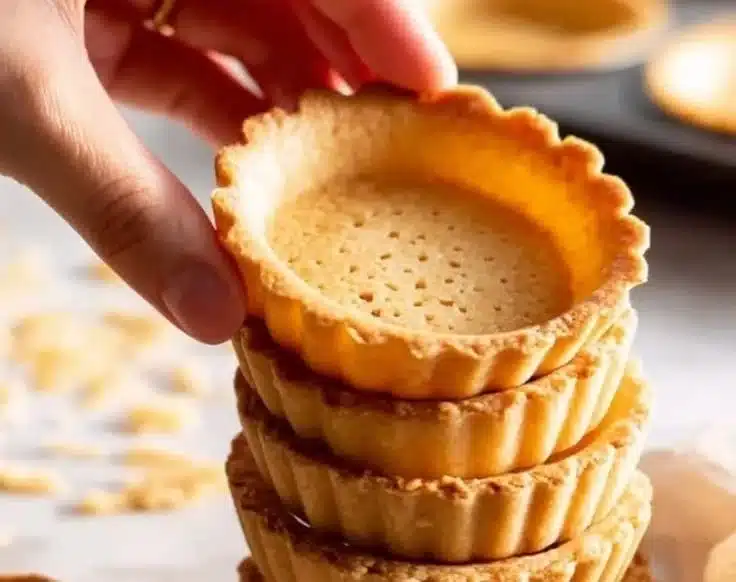 Flaky and buttery homemade tartlet shells ready for filling