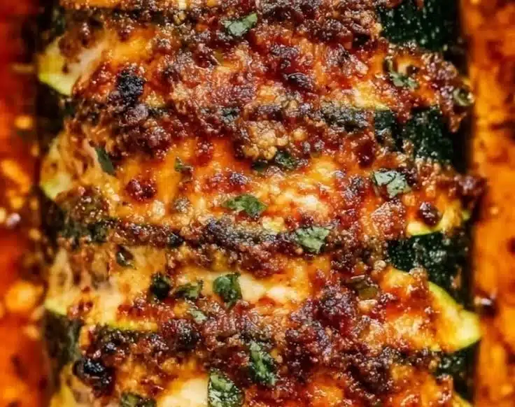 Delicious roasted zucchini with garlic and Parmesan cheese