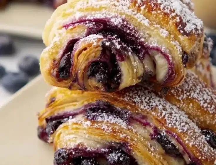 Freshly baked blueberry cream cheese crescent rolls