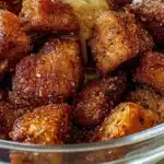 Crispy air fryer salmon bites served on a plate with dipping sauce