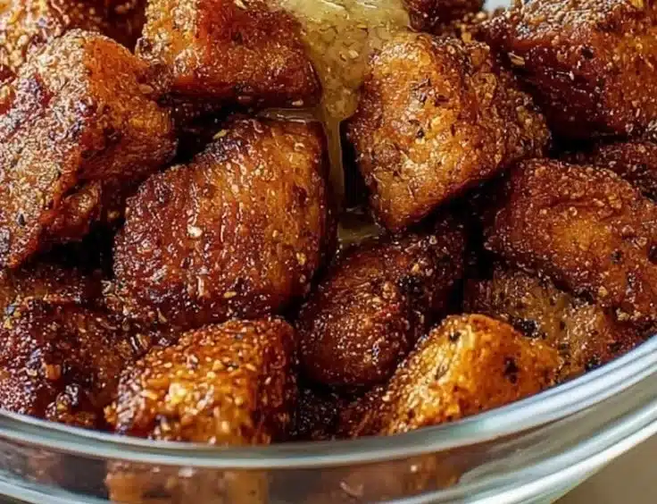 Crispy air fryer salmon bites served on a plate with dipping sauce