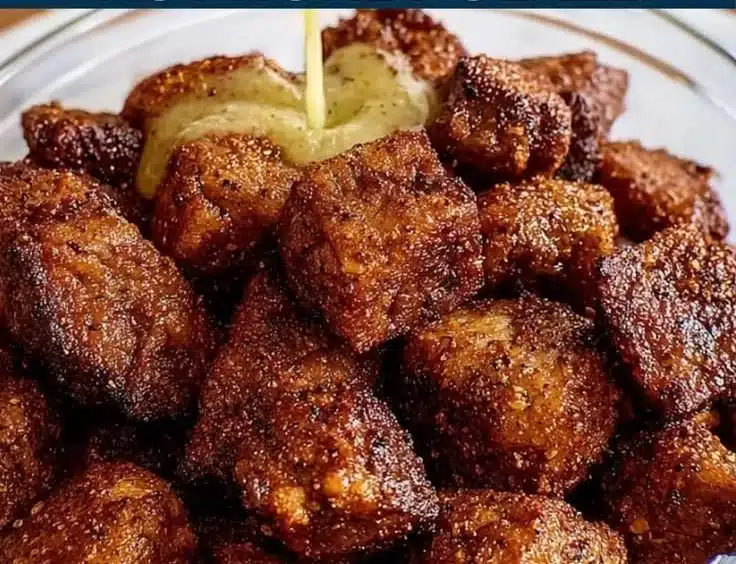 Delicious hot honey salmon bites served as a savory appetizer.